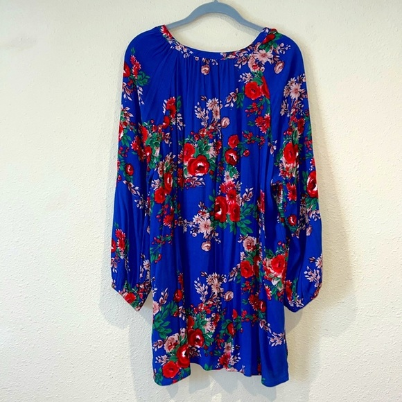 The Pioneer Woman Blue Red Floral Print 3/4 Sleeve Peasant Top Womens XXL - Picture 7 of 7